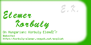 elemer korbuly business card